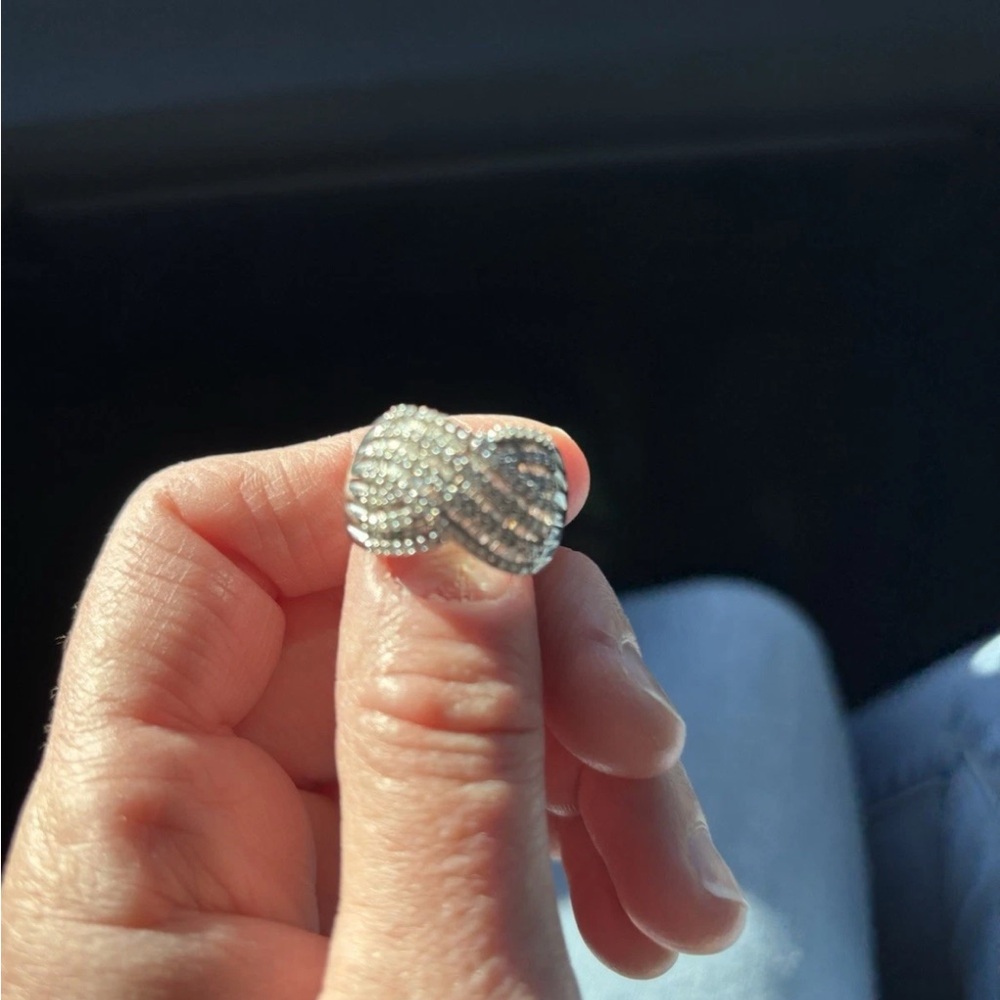Elegant 925  Silver Diamond  Women's Ring size 7